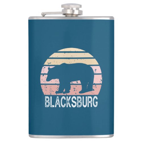 Blacksburg Virginia Retro Bear Flask