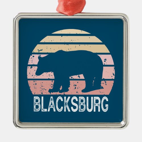 Blacksburg Virginia Retro Bear Metal Ornament