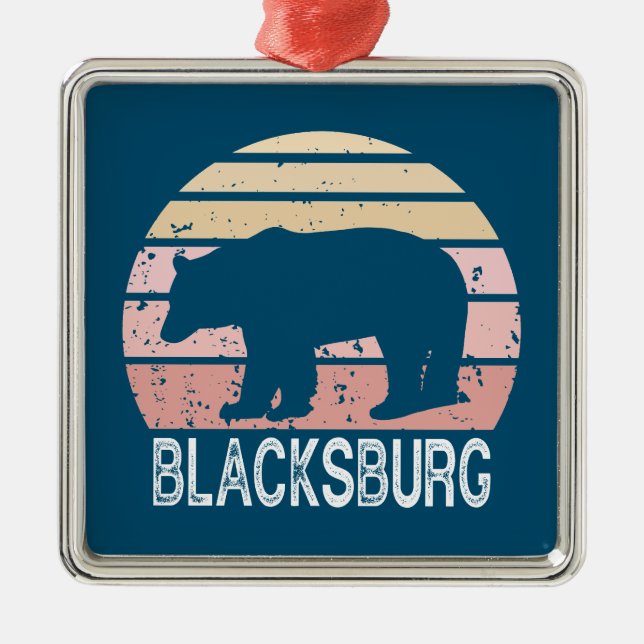 Blacksburg Virginia Retro Bear Metal Ornament (Front)