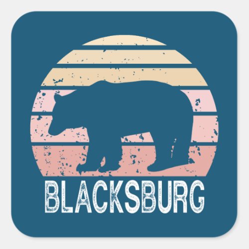 Blacksburg Virginia Retro Bear Square Sticker