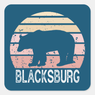 Blacksburg Virginia Retro Bear Square Sticker