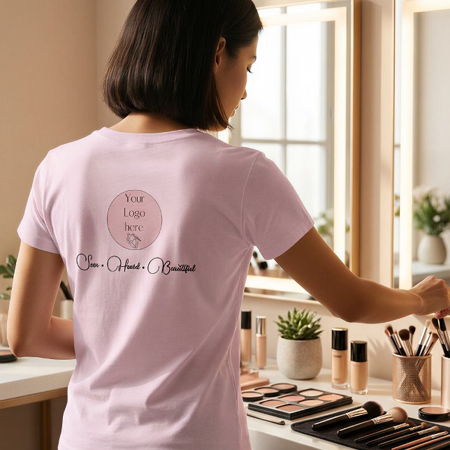 BlackScriptEmployeeName Business Logo Makeup T-Shirt (Creator Uploaded)