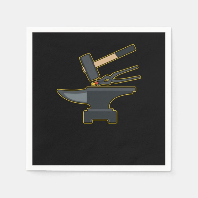 Blacksmiith Tools Hammer Anvil Forge Farrier Gift Napkins (Front)