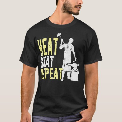 Blacksmith And Anvil Heat Beat Repeat Retro Vintag T_Shirt