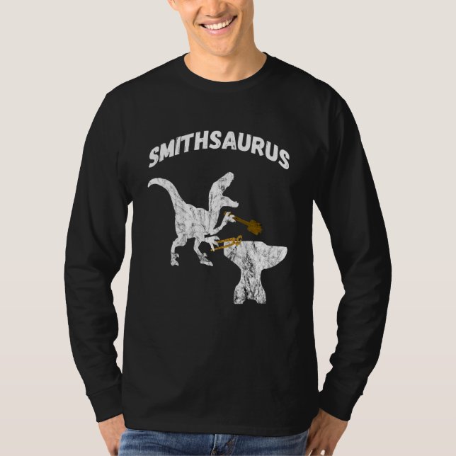 Blacksmith Dinosaurs  Tongs Blacksmithing T Rex Di T-Shirt (Front)