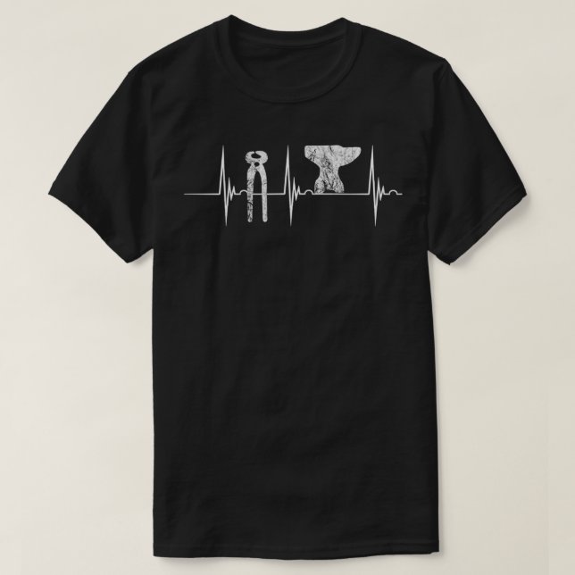 Blacksmith Farriers Heartbeat EKG Blacksmithing To T-Shirt (Design Front)