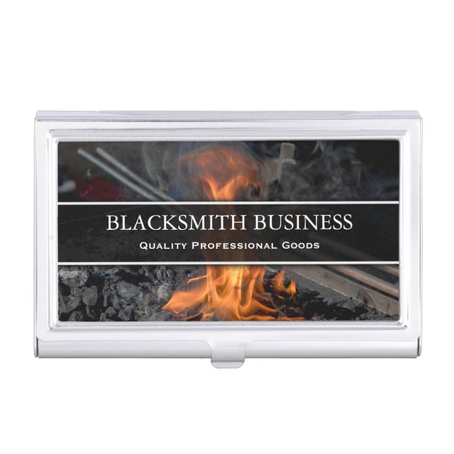 Blacksmith Forge Photo Business Card Case (Front)