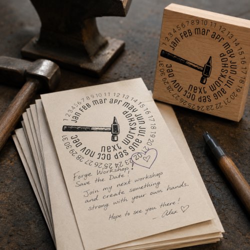 blacksmith forge workshop date rubber stamp