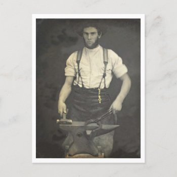 Blacksmith Forging A Horseshoe Vintage Photo Postcard by SayWhatYouLike at Zazzle
