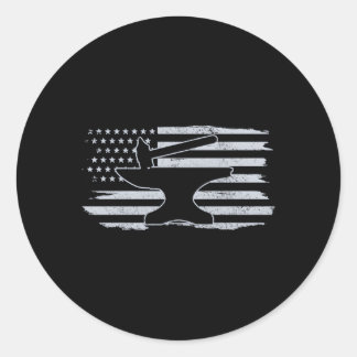 Blacksmith Hammer Anvil Usa Flag Knife Maker Sl Classic Round Sticker
