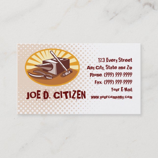 blacksmith hammer business card (Front)