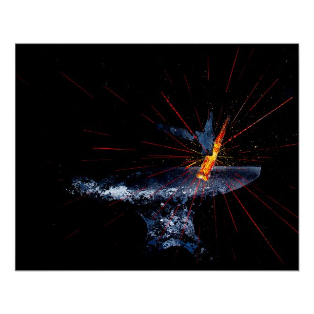 Blacksmith Hammering on Anvil Poster (Front)