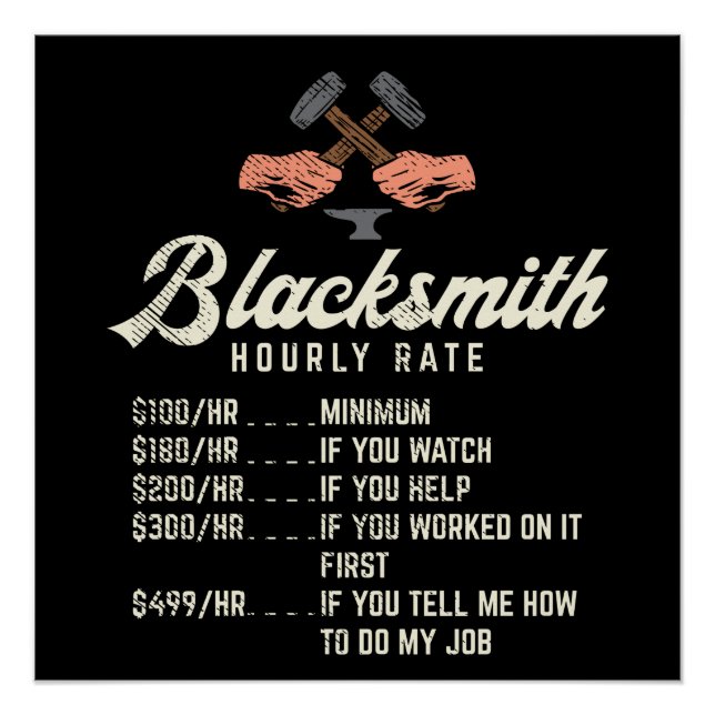Blacksmith Hourly Rate Poster (Front)