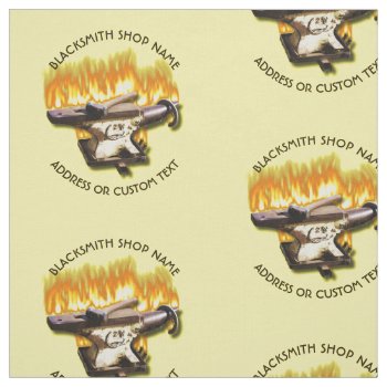 Blacksmith Shop With Anvil And Hammer In Fire Fabric by HumusInPita at Zazzle
