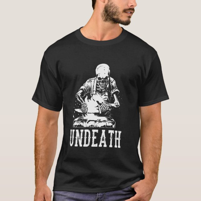 Blacksmith Skeleton - Iron Worker Blacksmithing Un T-Shirt (Front)