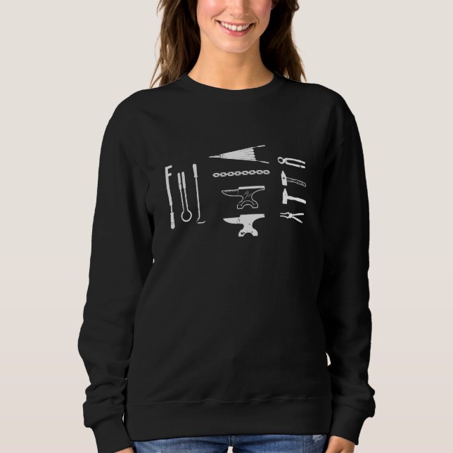Blacksmith Tools Forge Anvil Tongs Bladesmith Iron Sweatshirt (Front)