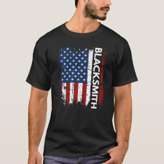 Blacksmith Usa American Flag  Blacksmithing T-Shirt