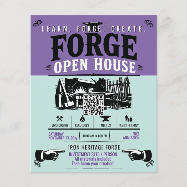 Blacksmithing Forge Open House Flyer (Front)