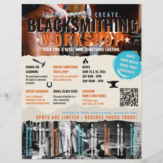 Blacksmithing workshop Flyer pure (Front)
