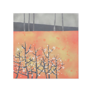 Blackthorn Blossom Spring Landscape Coral Gallery Wrap