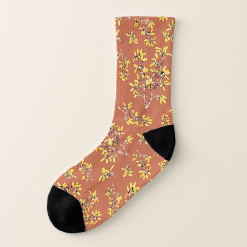 Blackthorn branches autumn colors socks