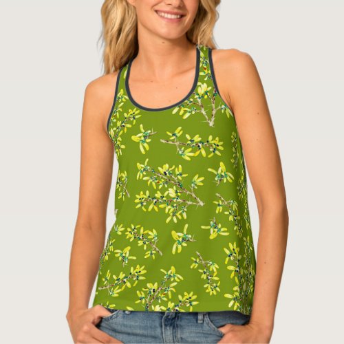 Blackthorn branches green tank top