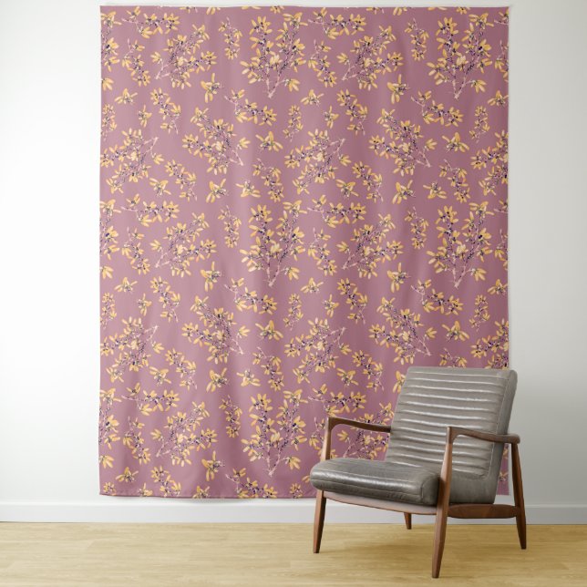 Blackthorn branches purple yellow tapestry (In Situ)