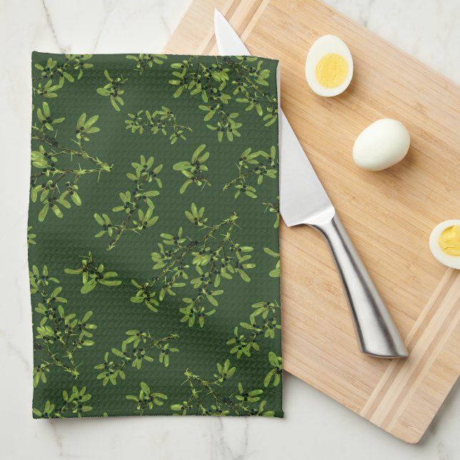 Blackthorn dark green kitchen towel (Quarter Fold)
