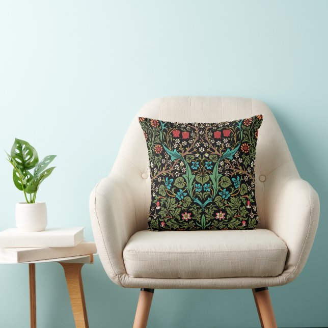 Blackthorn Meadow Blossoms William Morris Throw Pillow (Chair)