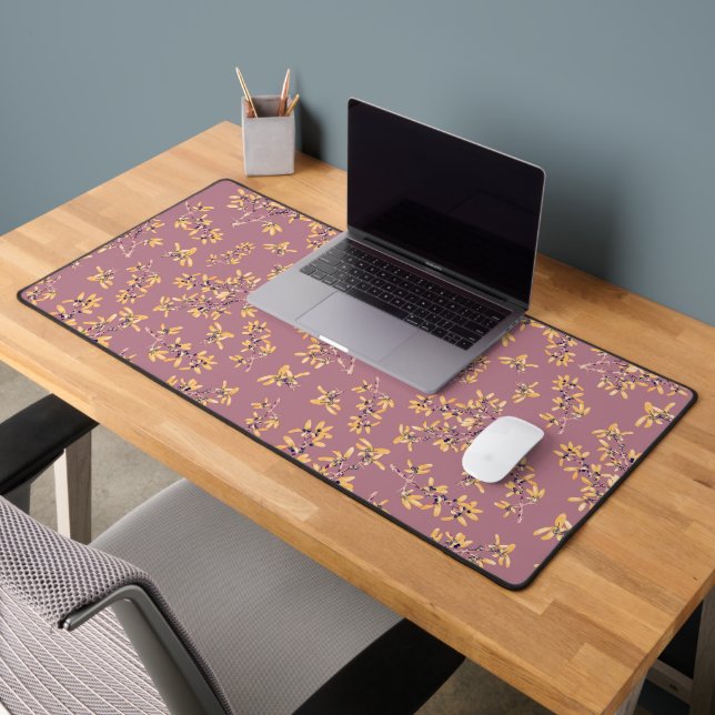 Blackthorn Pattern Purple Yellow Desk Mat (Office 2)
