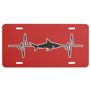 Blacktip Shark - Heartbeat Pulse Graphic License Plate