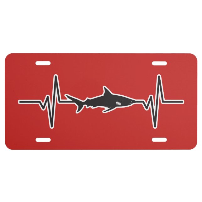 Blacktip Shark - Heartbeat Pulse Graphic License Plate (Front)