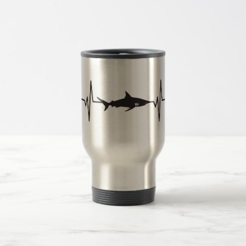 Blacktip Shark _ Heartbeat Pulse Graphic Travel Mug