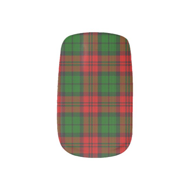 Blackwatch Campbell Tartan Red Green Plaid Minx Nail Art (Left Thumb)