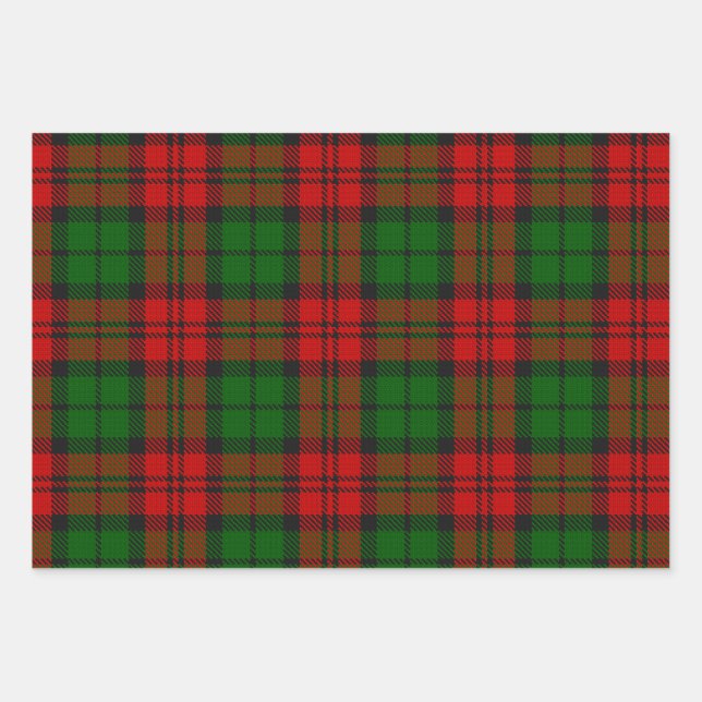 Blackwatch Campbell Tartan Red Green Plaid Wrapping Paper Sheets (Front)