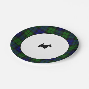 Blackwatch Plaid Black Scottie Paper Plates