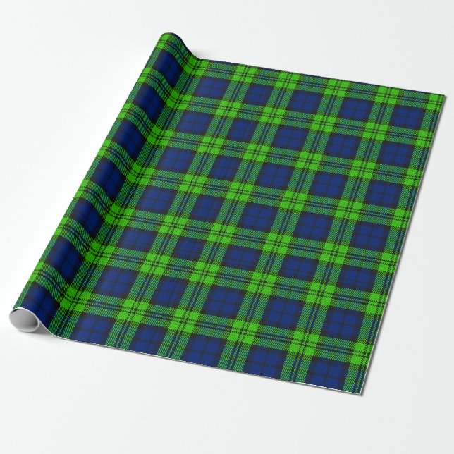 Blackwatch Plaid Tartan Wrapping Paper (Unrolled)