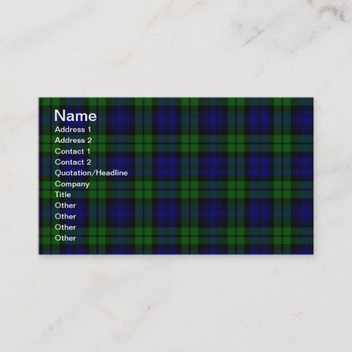 Blackwatch tartan Campbell clan Business Card