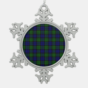 Blackwatch tartan Campbell clan Snowflake Pewter Christmas Ornament