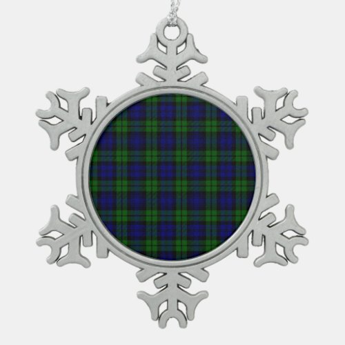 Blackwatch tartan Campbell clan Snowflake Pewter Christmas Ornament