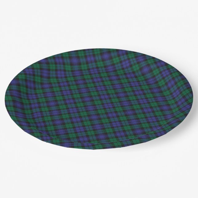 Blackwatch Tartan Royal Scottish Plaid Pattern Paper Plates (Angled)