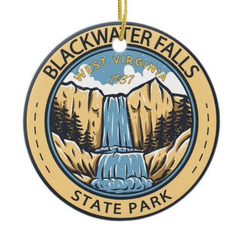 Blackwater Falls State Park West Virginia Badge Ceramic Ornament