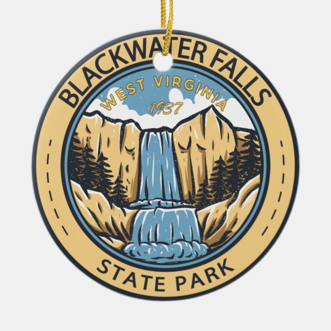 Blackwater Falls State Park West Virginia Badge Ceramic Ornament (Front)