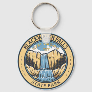 Blackwater Falls State Park West Virginia Badge Keychain