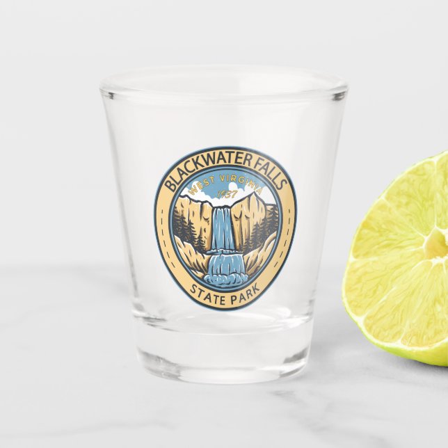 Blackwater Falls State Park West Virginia Badge Shot Glass (Front)