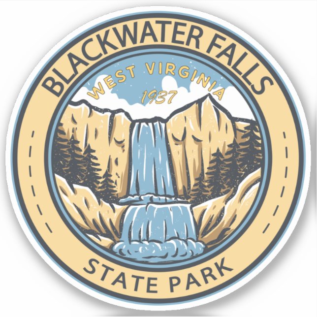 Blackwater Falls State Park West Virginia Badge Sticker (Front)