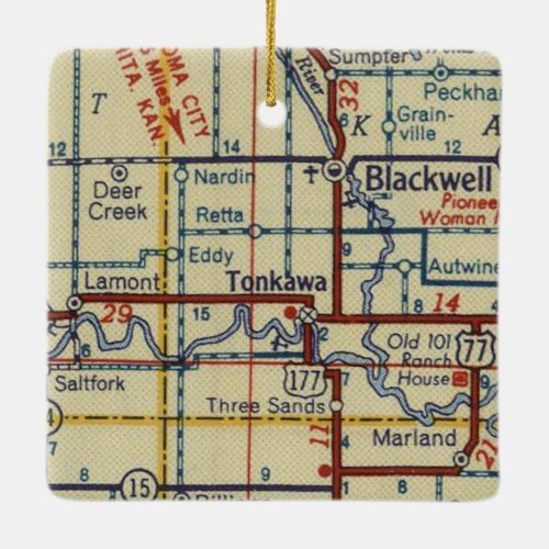 Blackwell OK Vintage Map Ceramic Ornament