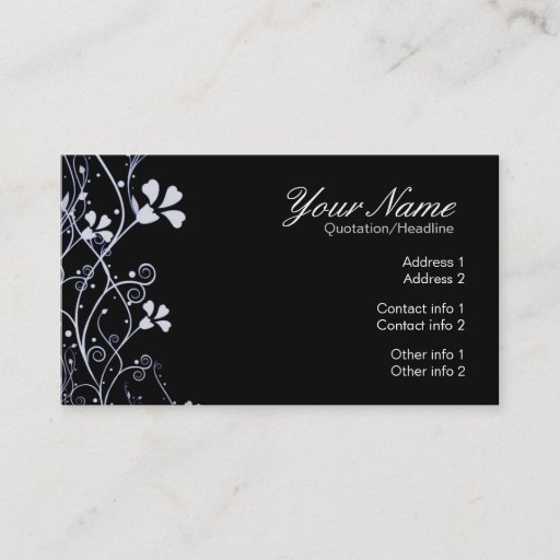 Customizable BlackWhite Florali Business Card
