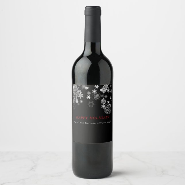BlackWhite Wine Label Wedding, Christmas, New Year (Front)