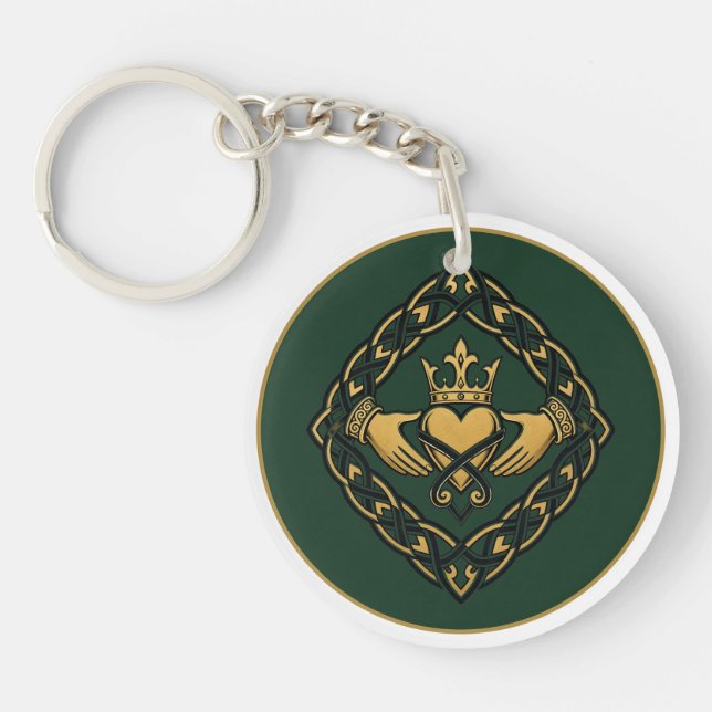 Blackwork Claddagh Keychain (Front)